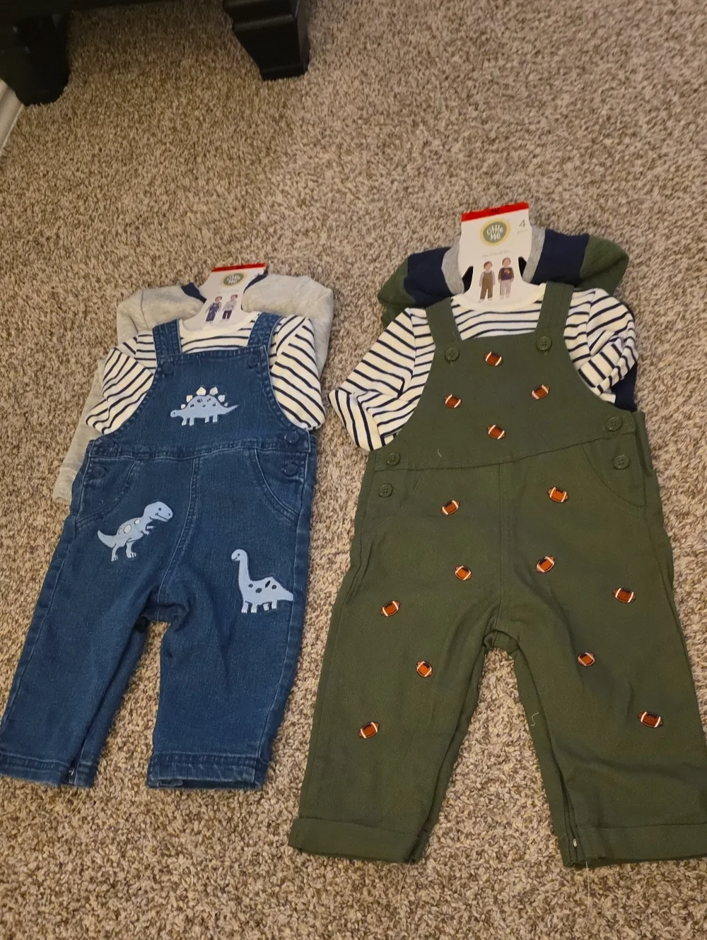 NEW LITTLE ME DINO AND FOOTBALL overall set BUNDLE, 0-9MO
